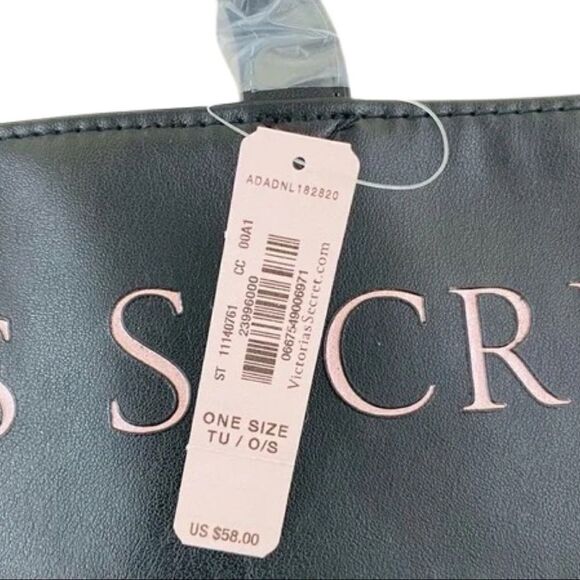 Victoria’s Secret Black Faux Leather Fringe Tote - Picture 6 of 8